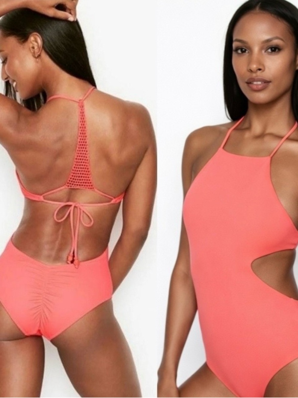 Victoria's Secret Halter One Piece Bathing Suit in Coral Pink - NWOT - Size M